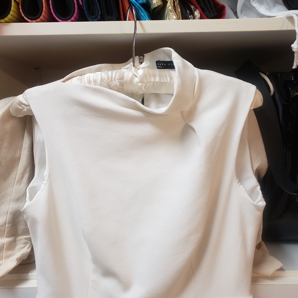 FLASH SALE NWOT - Zara asymmetric neck A-line skater dress in off white. - Picture 11 of 11